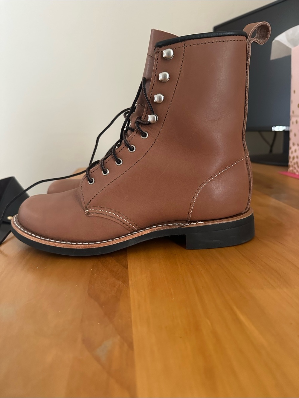 Red Wing Shoes Brown Leather Lace-Up Boots